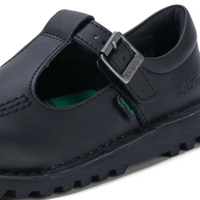 Scarpe Kick T-Bar in similpelle nero per ragazze Scarpe Kick T-Bar in similpelle nero per ragazze