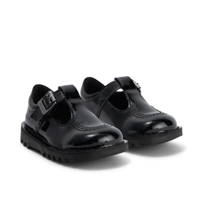 Scarpe Kick T-Bar in similpelle verniciata per bambine, nero Scarpe Kick T-Bar in similpelle verniciata per bambine, nero