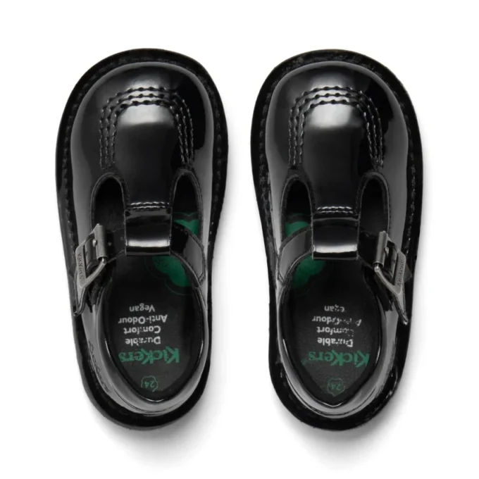 Scarpe Kick T-Bar in similpelle verniciata per bambine, nero Scarpe Kick T-Bar in similpelle verniciata per bambine, nero