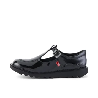 Scarpe Kick T-Bar in vernice nera da ragazza