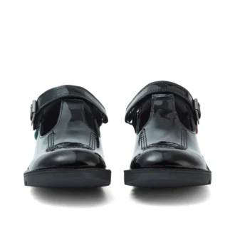 Scarpe Kick T-Bar in vernice nera da ragazza