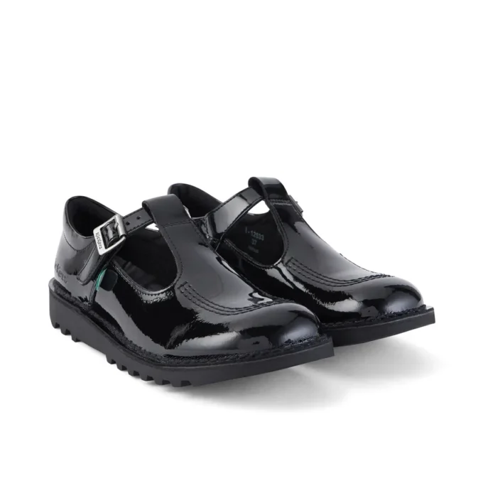 Scarpe Kick T-Bar in vernice nera da ragazza Scarpe Kick T-Bar in vernice nera da ragazza