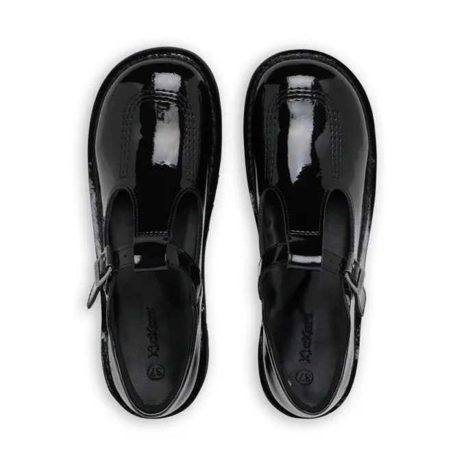 Scarpe Kick T-Bar in vernice nera da ragazza Scarpe Kick T-Bar in vernice nera da ragazza