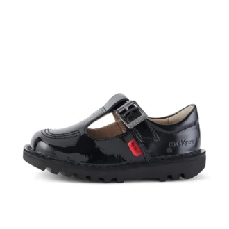 Scarpe Kick T-Bar in vernice nera per bambine
