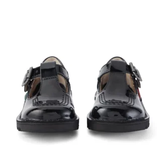 Scarpe Kick T-Bar in vernice nera per bambine