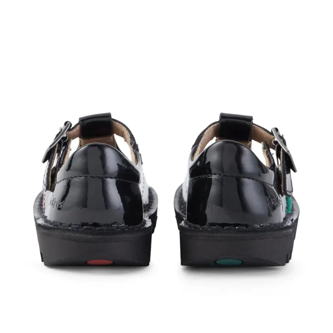 Scarpe Kick T-Bar in vernice nera per bambine Scarpe Kick T-Bar in vernice nera per bambine