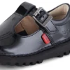 Scarpe Kick T-Bar in vernice nera per bambine Scarpe Kick T-Bar in vernice nera per bambine
