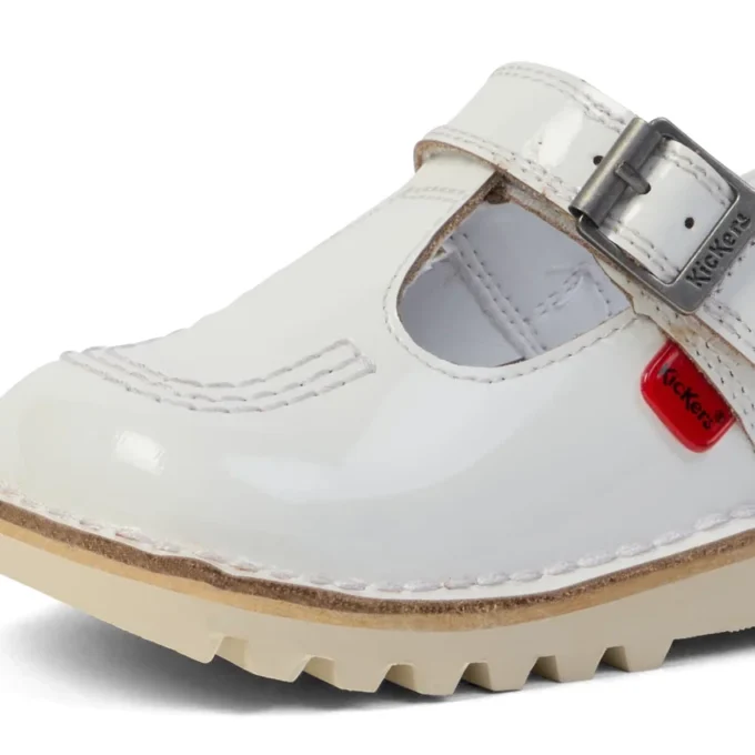 Scarpe Kick T-Bar per bambine, bianco Scarpe Kick T-Bar per bambine, bianco