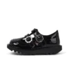 Scarpe Kick T-Bar per bambine in vernice nera Scarpe Kick T-Bar per bambine in vernice nera