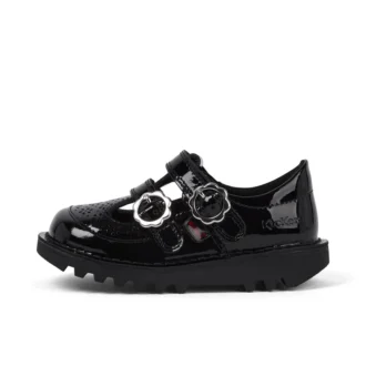 Scarpe Kick T-Bar per bambine in vernice nera