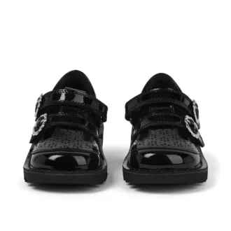Scarpe Kick T-Bar per bambine in vernice nera