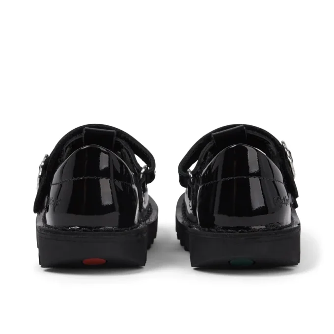 Scarpe Kick T-Bar per bambine in vernice nera Scarpe Kick T-Bar per bambine in vernice nera