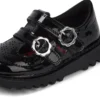 Scarpe Kick T-Bar per bambine in vernice nera Scarpe Kick T-Bar per bambine in vernice nera