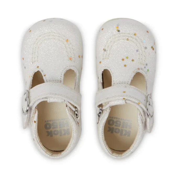 Scarpe Kick T Glitter Unisex per neonati, bianche Scarpe Kick T Glitter Unisex per neonati, bianche