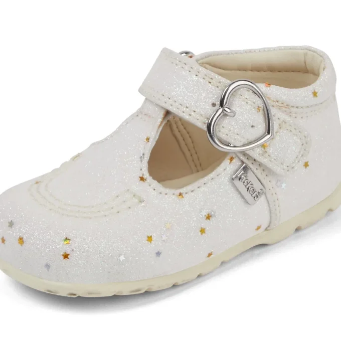 Scarpe Kick T Glitter Unisex per neonati, bianche Scarpe Kick T Glitter Unisex per neonati, bianche