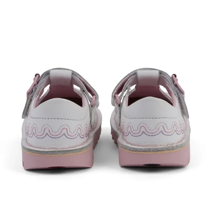 Scarpe T-Bar Wave in pelle per bambina, bianco Scarpe T-Bar Wave in pelle per bambina, bianco