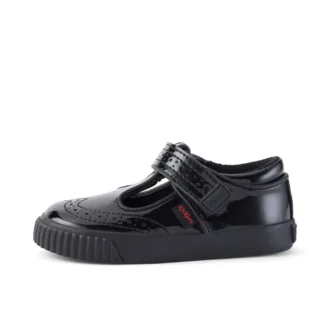 Scarpe Tovni Brogue T-Bar in vernice per bambine, nero