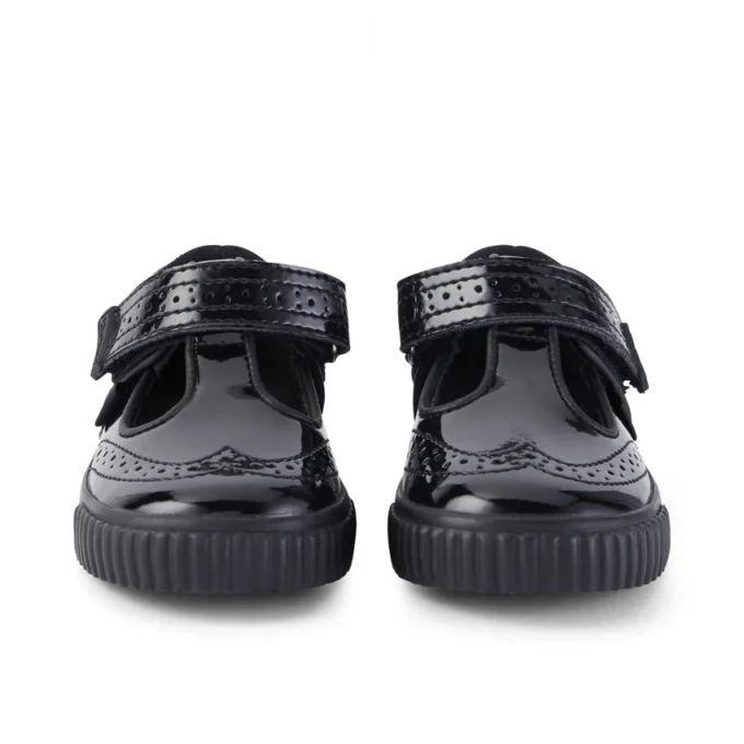 Scarpe Tovni Brogue T-Bar in vernice per bambine, nero Scarpe Tovni Brogue T-Bar in vernice per bambine, nero