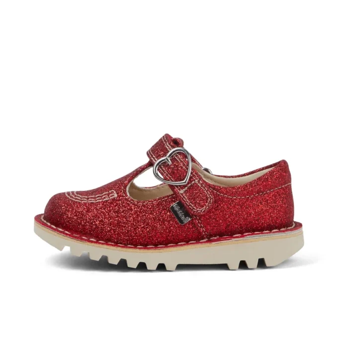 Scarpe unisex Kick T-Bar Glitter per neonati, rosse
