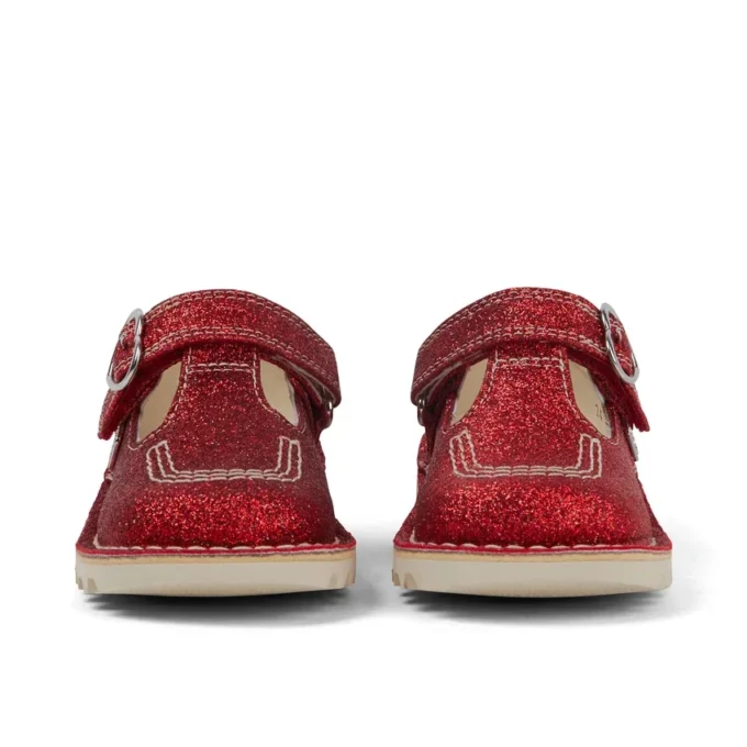 Scarpe unisex Kick T-Bar Glitter per neonati, rosse