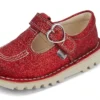 Scarpe unisex Kick T-Bar Glitter per neonati, rosse