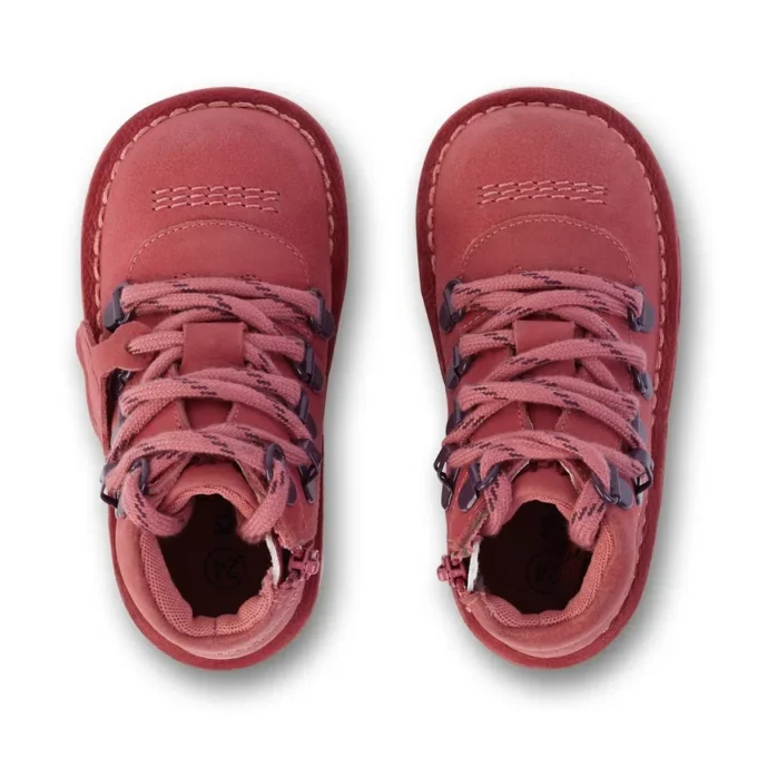 Scarpe unisex per neonati Kick Hi Explore in pelle rosa Scarpe unisex per neonati Kick Hi Explore in pelle rosa