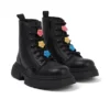 Stivaletti Kenzi da ragazza in pelle nera con ciondolo Stivaletti Kenzi da ragazza in pelle nera con ciondolo