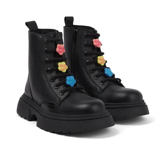Stivaletti Kenzi da ragazza in pelle nera con ciondolo Stivaletti Kenzi da ragazza in pelle nera con ciondolo
