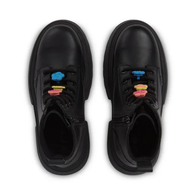 Stivaletti Kenzi da ragazza in pelle nera con ciondolo Stivaletti Kenzi da ragazza in pelle nera con ciondolo