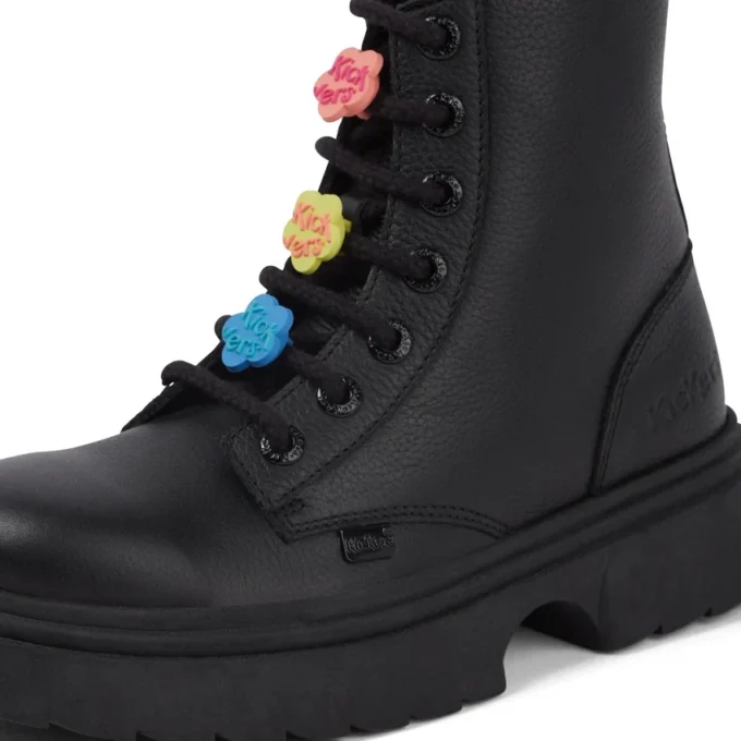 Stivaletti Kenzi da ragazza in pelle nera con ciondolo Stivaletti Kenzi da ragazza in pelle nera con ciondolo