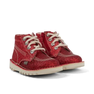 Stivaletti Kick Hi Glitter unisex per neonati, rossi