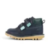 Stivaletti Kick Hi Roll ZigZag in pelle blu navy per neonati Stivaletti Kick Hi Roll ZigZag in pelle blu navy per neonati