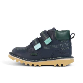 Stivaletti Kick Hi Roll ZigZag in pelle blu navy per neonati