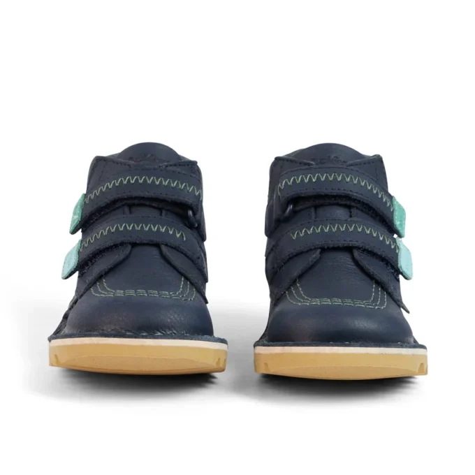Stivaletti Kick Hi Roll ZigZag in pelle blu navy per neonati Stivaletti Kick Hi Roll ZigZag in pelle blu navy per neonati