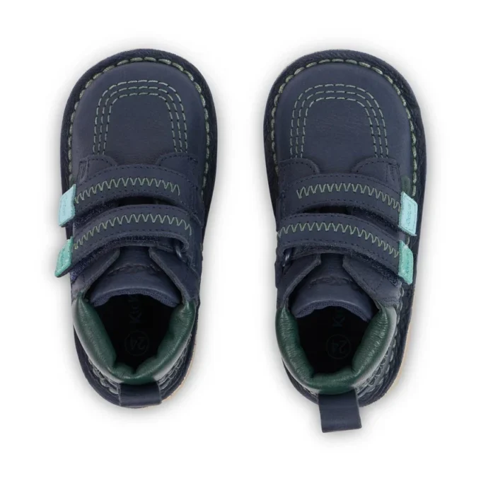 Stivaletti Kick Hi Roll ZigZag in pelle blu navy per neonati Stivaletti Kick Hi Roll ZigZag in pelle blu navy per neonati