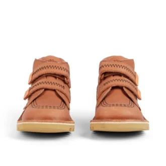 Stivaletti Kick Hi Roll ZigZag in pelle marrone chiaro per neonati