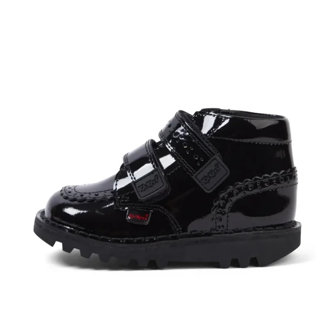 Stivaletti Kick Hi Vel Brogue in vernice nera per neonate Stivaletti Kick Hi Vel Brogue in vernice nera per neonate