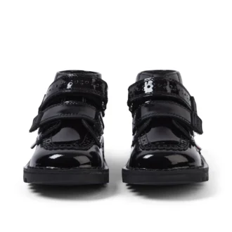 Stivaletti Kick Hi Vel Brogue in vernice nera per neonate