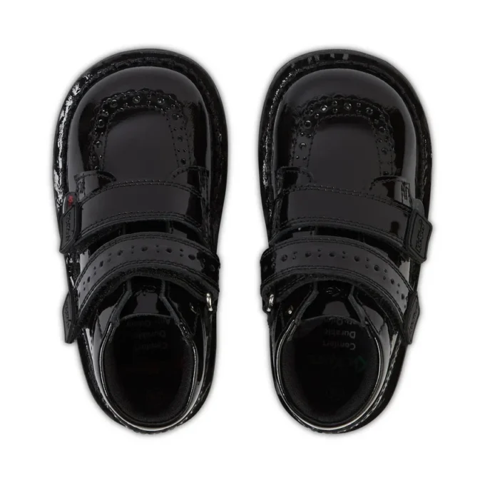 Stivaletti Kick Hi Vel Brogue in vernice nera per neonate Stivaletti Kick Hi Vel Brogue in vernice nera per neonate