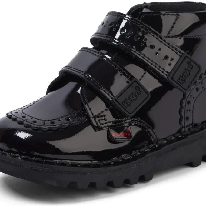 Stivaletti Kick Hi Vel Brogue in vernice nera per neonate Stivaletti Kick Hi Vel Brogue in vernice nera per neonate