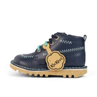 Stivaletti Kick Hi ZigZag in pelle blu navy per neonati