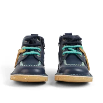 Stivaletti Kick Hi ZigZag in pelle blu navy per neonati
