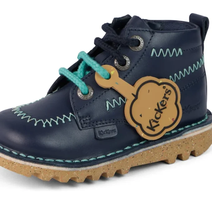 Stivaletti Kick Hi ZigZag in pelle blu navy per neonati Stivaletti Kick Hi ZigZag in pelle blu navy per neonati
