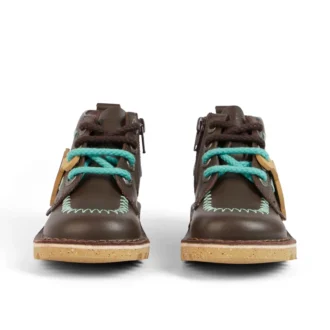 Stivaletti Kick Hi ZigZag in pelle marrone per neonati maschi
