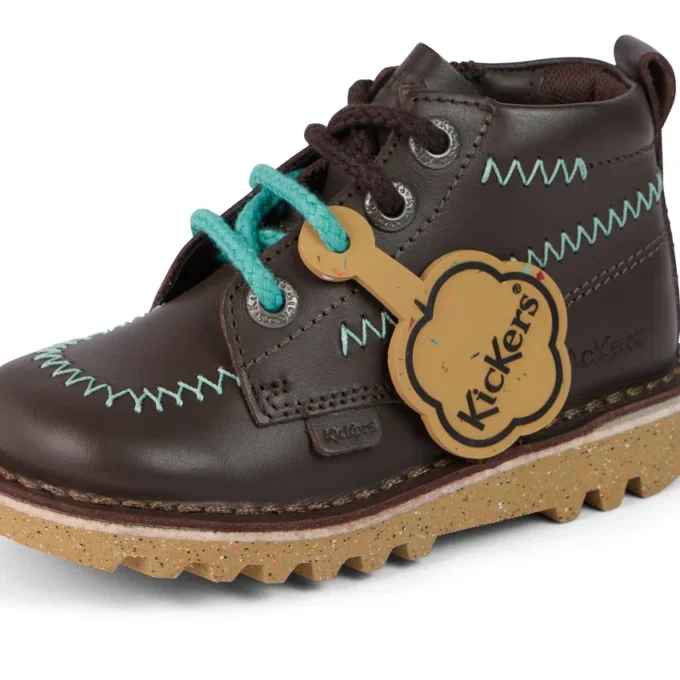 Stivaletti Kick Hi ZigZag in pelle marrone per neonati maschi Stivaletti Kick Hi ZigZag in pelle marrone per neonati maschi