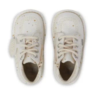 Stivaletti unisex Kick Hi Glitter per neonati, bianchi
