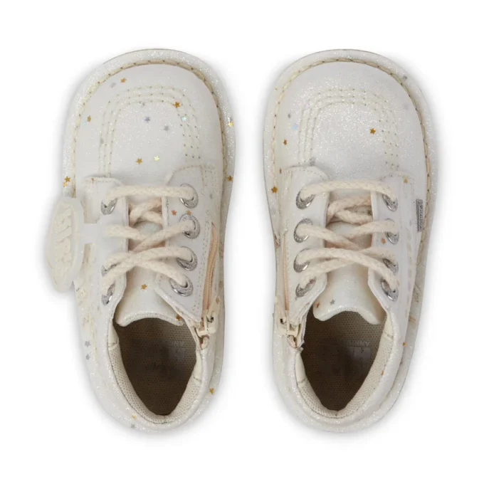 Stivaletti unisex Kick Hi Glitter per neonati, bianchi Stivaletti unisex Kick Hi Glitter per neonati, bianchi
