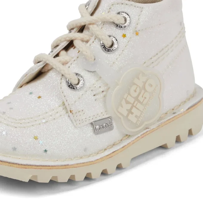 Stivaletti unisex Kick Hi Glitter per neonati, bianchi Stivaletti unisex Kick Hi Glitter per neonati, bianchi