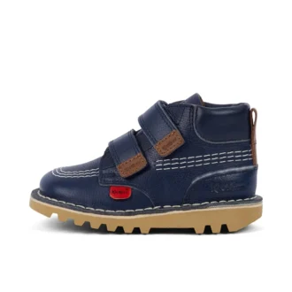 Stivaletti unisex Kick Hi Roll in pelle blu navy