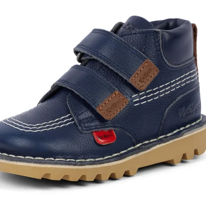 Stivaletti unisex Kick Hi Roll in pelle blu navy Stivaletti unisex Kick Hi Roll in pelle blu navy